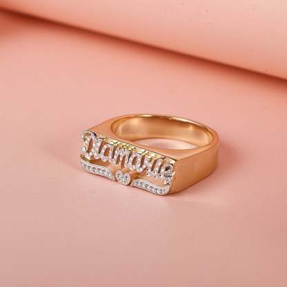 Two Tone Personalized Custom Name Bamboo Earrings Ring Bracelet and Necklace Set with Gold Plated-silviax