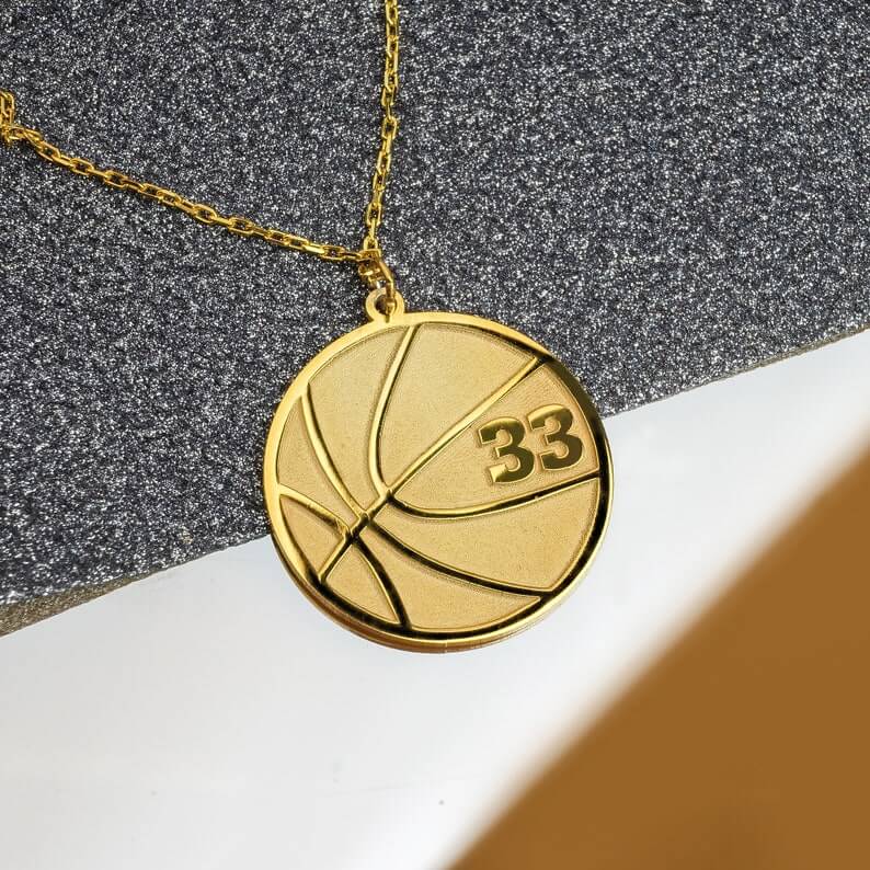 Basketball Pendant With Number Personalized Custom Gold Plated Number Necklace-silviax