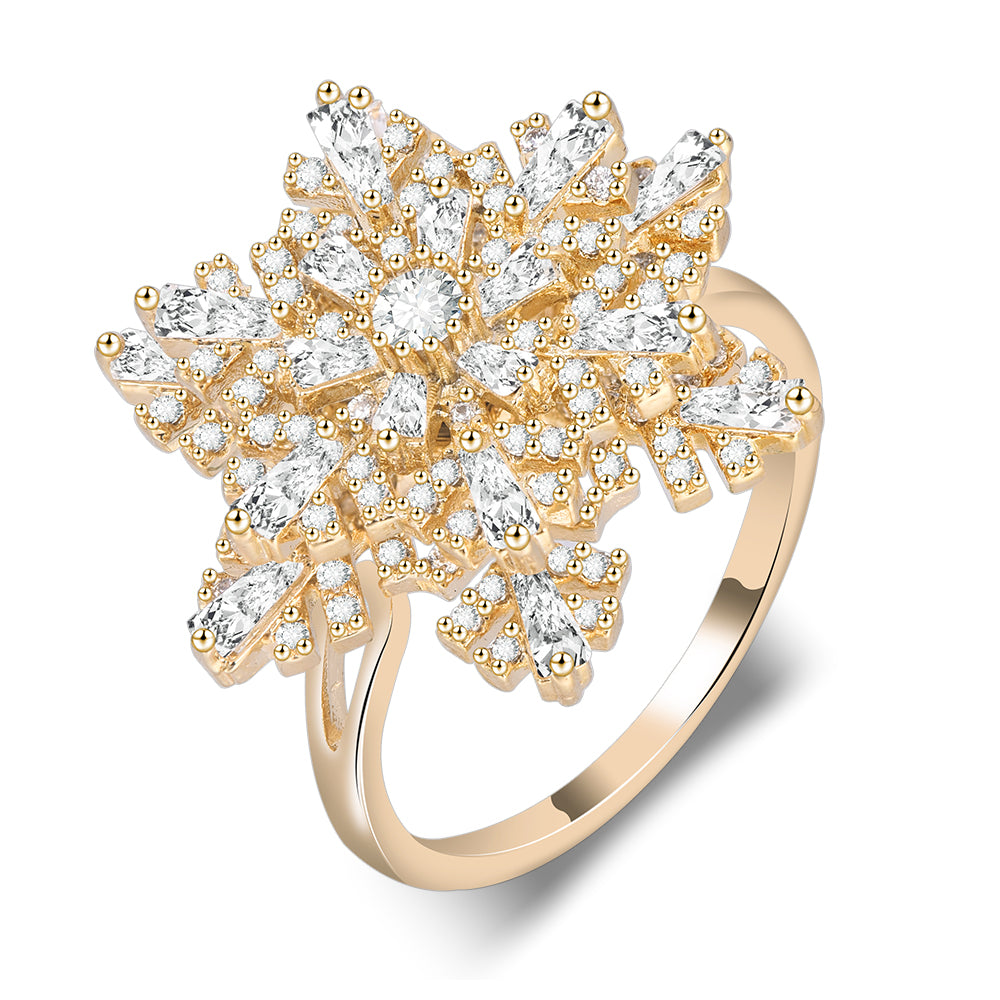 Snowflake Rotating Ring Gold Plated Ring For Love-silviax