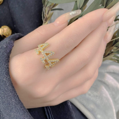 0 To 9 Luck Number Inlaid Zircon Personalized Custom Number Ring-silviax