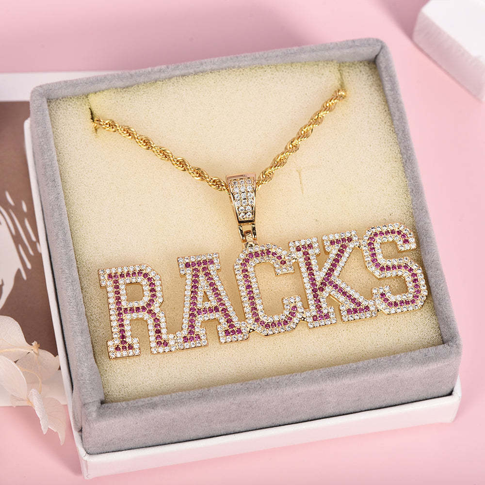 Rose Red Capital Letter Personalized Custom Initial Name Necklace-silviax