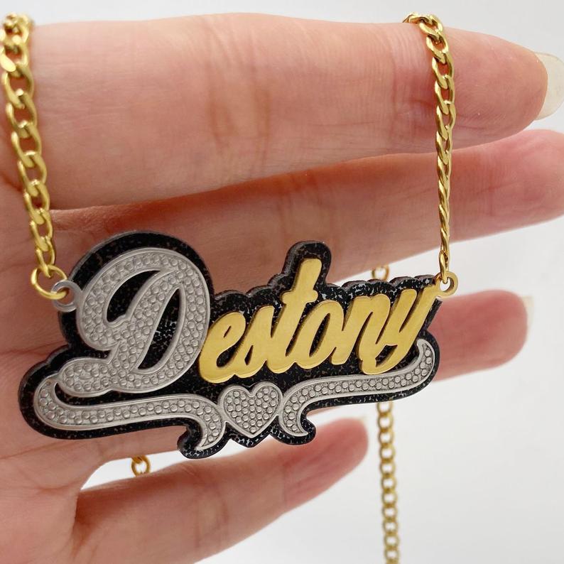 Black Acrylic Name Necklace 