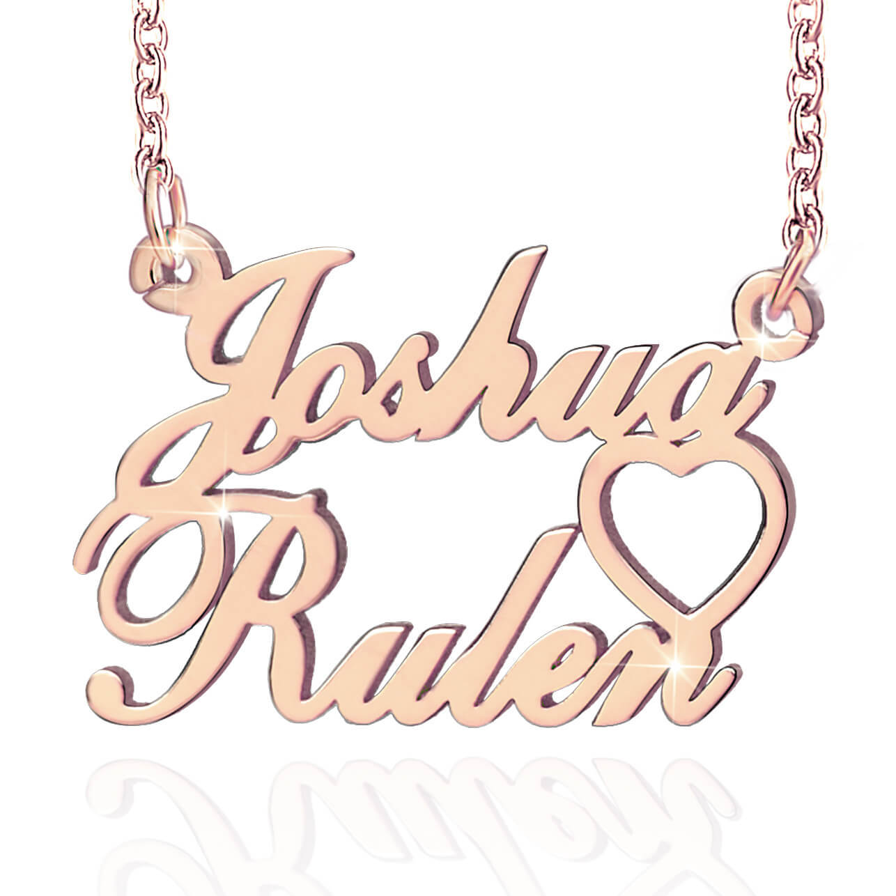 Two Name Heart Nameplate Pendant Personalized Custom Gold Plated Name Necklace-silviax