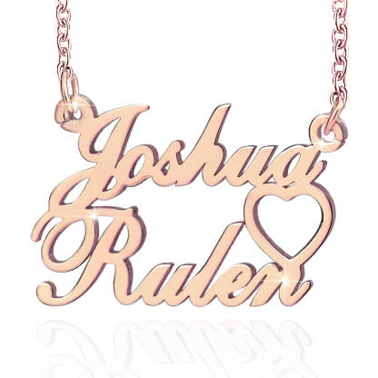 Two Name Heart Nameplate Pendant Personalized Custom Gold Plated Name Necklace-silviax