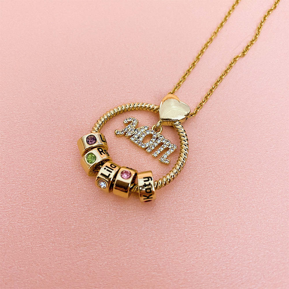 Mom 1-5 Name Beads and Birthstones Personalized Custom Family Necklace Jewelry Mother's Day Gift for Women Mom-silviax
