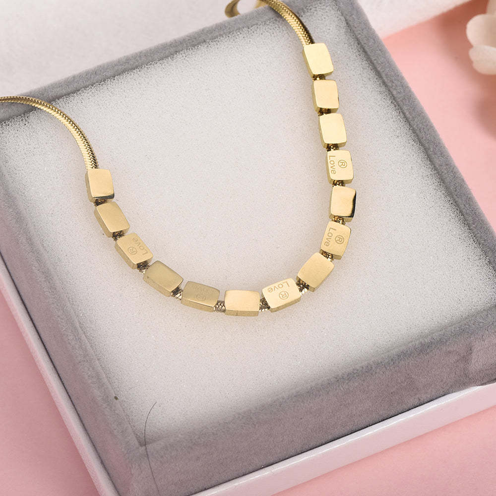 Love Stone Snake Chain Gold Plated Necklace-silviax