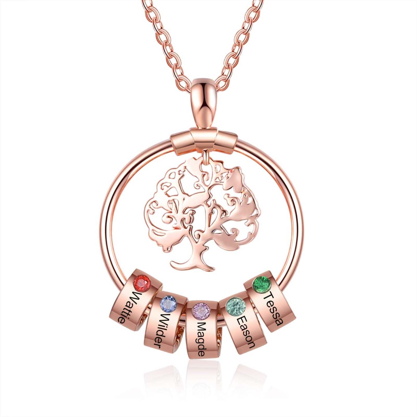 Tree of Life 1-5 Name Beads and Birthstones Personalized Custom Family Necklace Mother's Day Gift for Women Mom-silviax