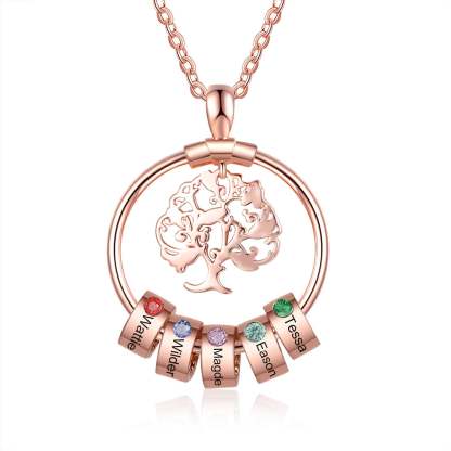 Tree of Life 1-5 Name Beads and Birthstones Personalized Custom Family Necklace Mother's Day Gift for Women Mom-silviax