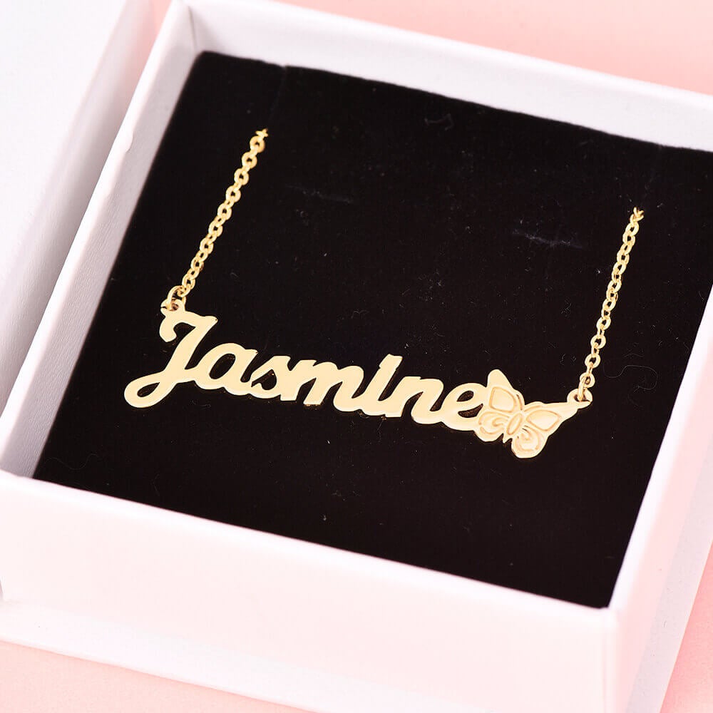 Butterfly Nameplate Pendant Gold Plated Name Necklace Personalized Custom Jewelry Gift-silviax
