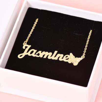 Butterfly Nameplate Pendant Gold Plated Name Necklace Personalized Custom Jewelry Gift-silviax