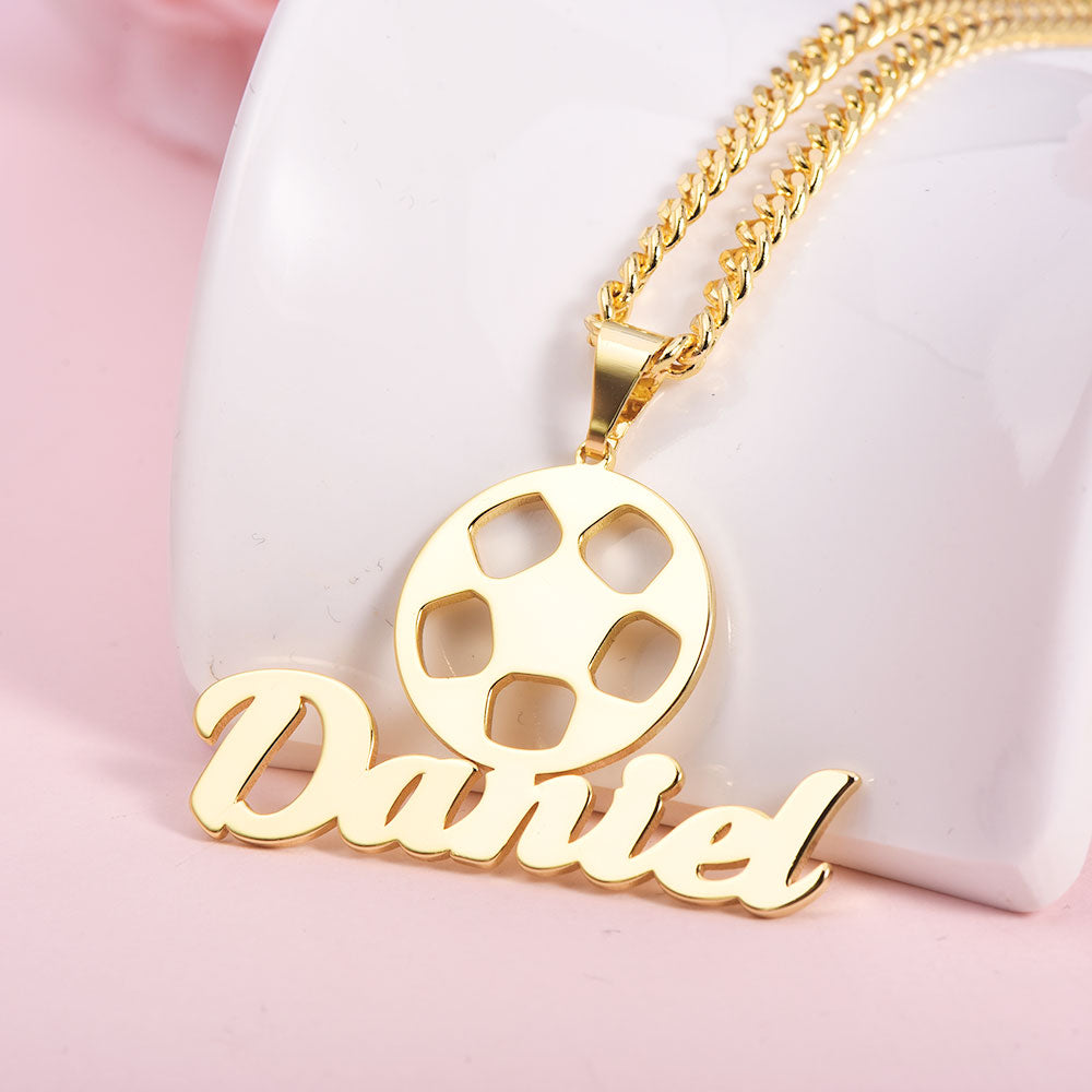 Personalized Sports Football Name Necklace for Men Kids-silviax