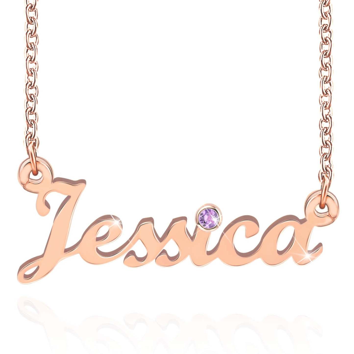 Gold Plated Personalized Name Necklace With Birthstone Mother Gift-silviax
