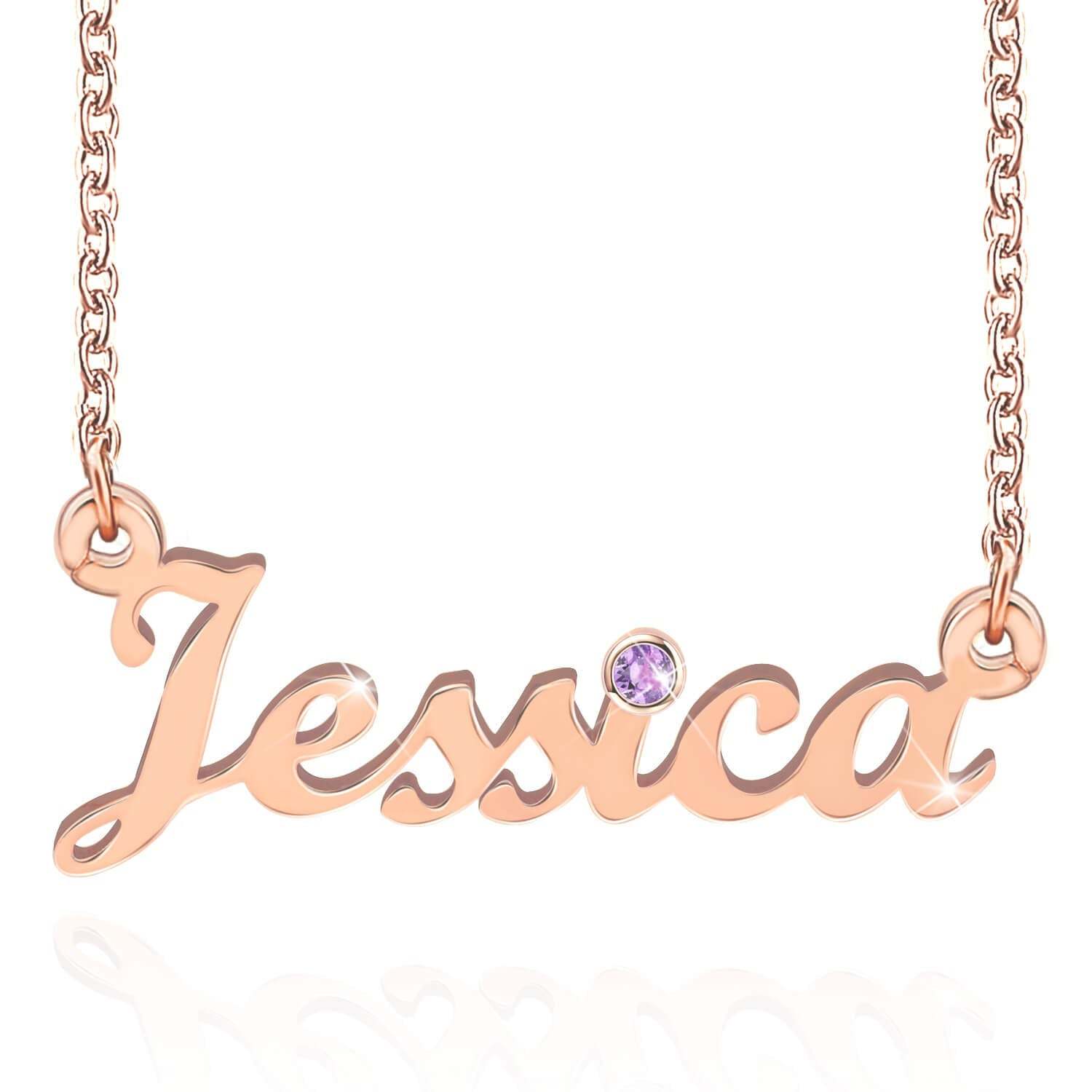 Gold Plated Personalized Name Necklace With Birthstone Mother Gift-silviax