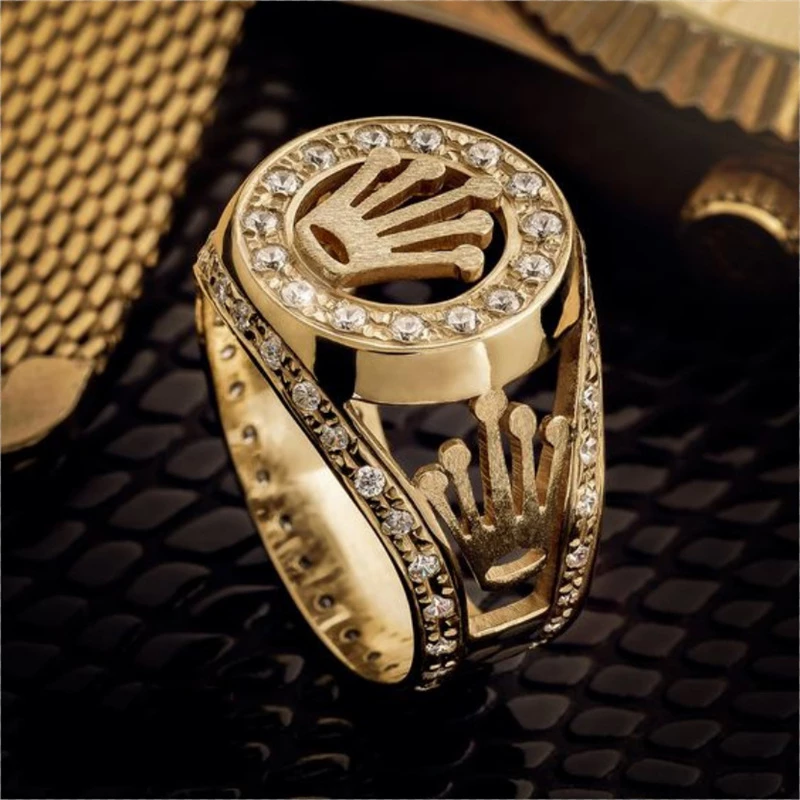 Gold Plated Zircon Crown Ring Gifts For Men-silviax