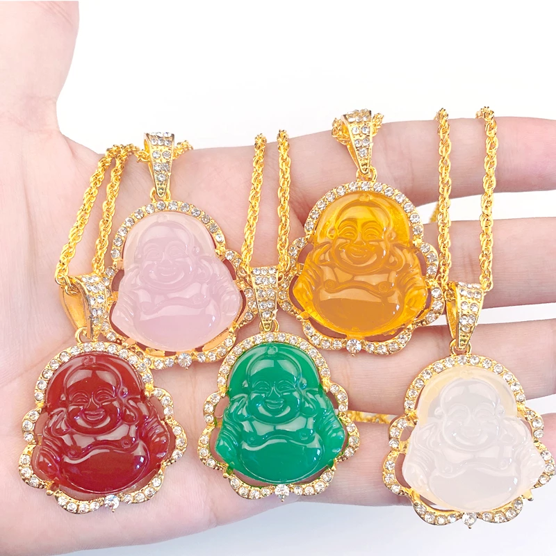 Zirconia Smile Maitreya Buddha Pendant Necklace Gift For Mom-silviax