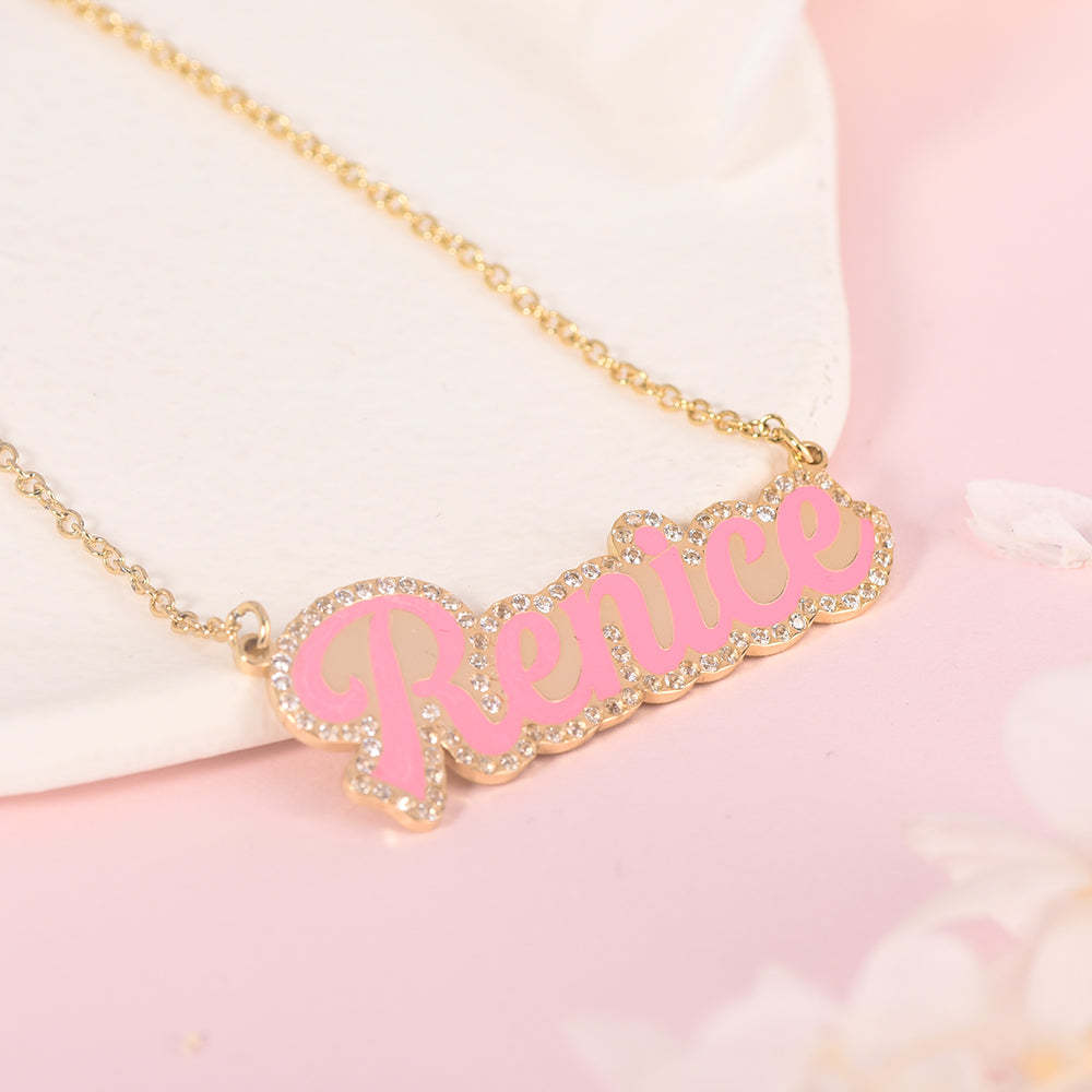 Red Enamel Pendant Personalized Custom Gold Plated Name Necklace-silviax
