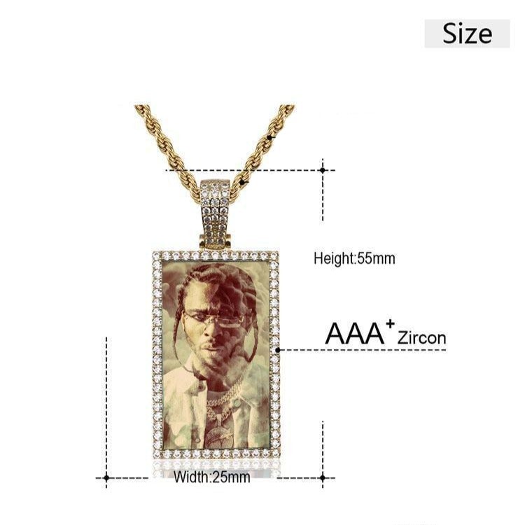 Square Pendant Personalized Custom Gold Plated Photo Necklace-silviax