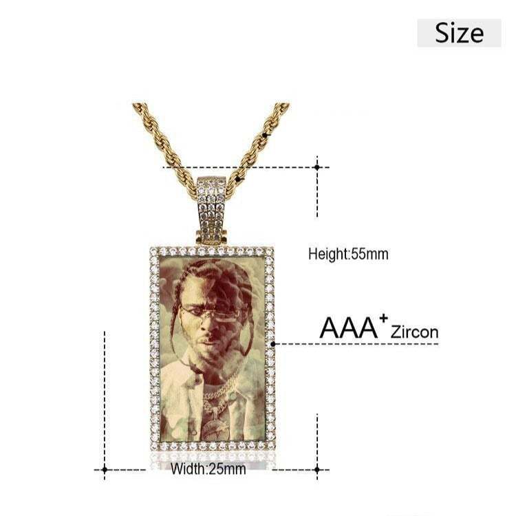 Square Pendant Personalized Custom Gold Plated Photo Necklace-silviax