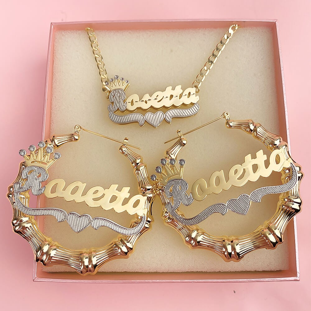 layered name necklace set