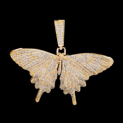 Butterfly Pendant Necklace Hip Hop Style Jewelry Gold Plated for Men Women-silviax
