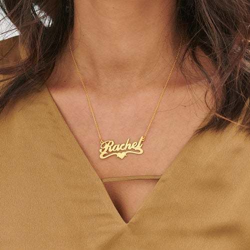 Heart Name Necklace Personalized Custom Gold Plated Mother Gift-silviax