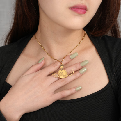 Angle Wings Photo Pendant Personalized Custom Gold Plated Necklace Gift For Love-silviax
