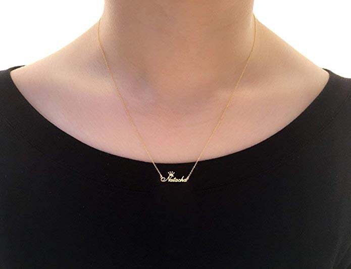 Nameplate Pendant with Crown Personalized Custom Name Necklace Gold Plating Jewelry-silviax