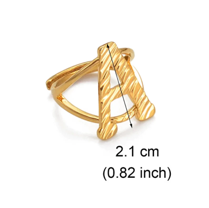 Gold Plated Personalized Custom Zirconia A-Z Initial Ring Women Men Gifts-silviax