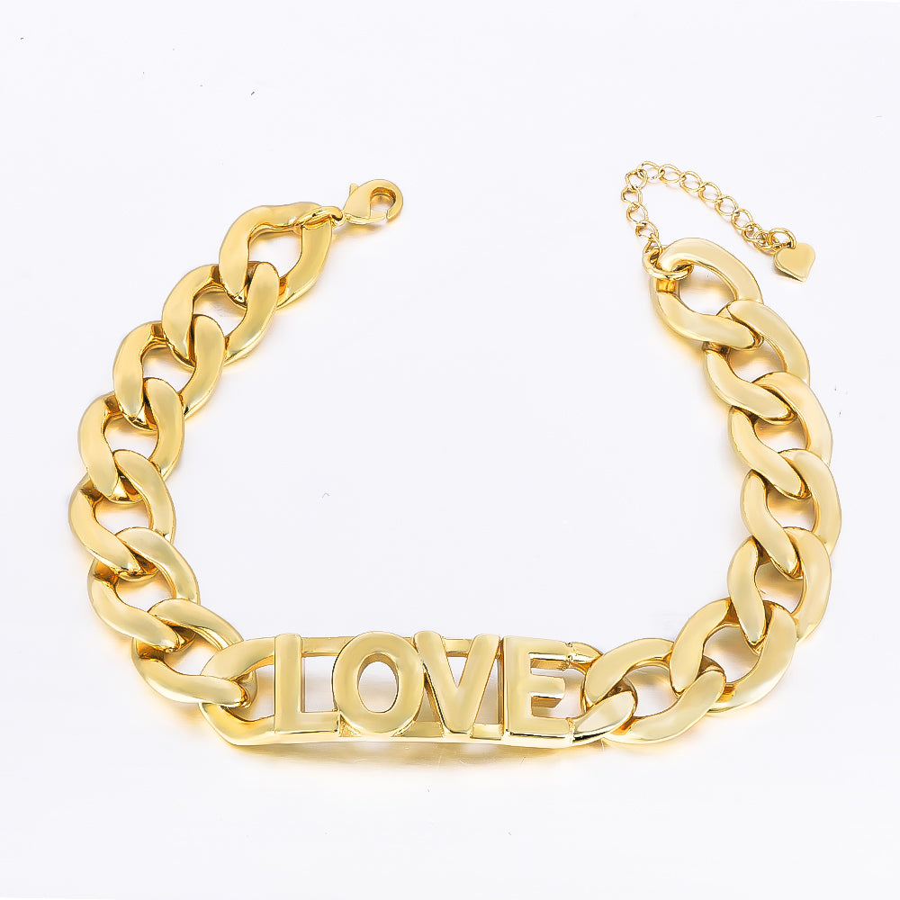 12mm Personalized Name Bracelet Cuban Link Chain Gold Plated Bracelet-silviax