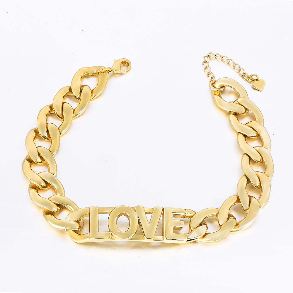 12mm Personalized Name Bracelet Cuban Link Chain Gold Plated Bracelet-silviax