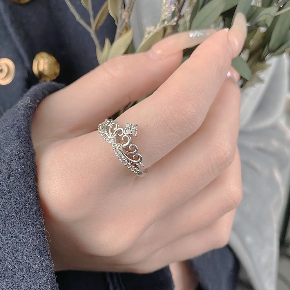 Personalized Sterling Silver Crown Cubic Zirconia Bridal Wedding Ring-silviax