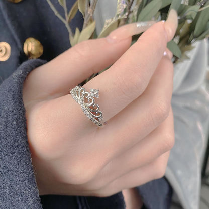 Personalized Sterling Silver Crown Cubic Zirconia Bridal Wedding Ring-silviax