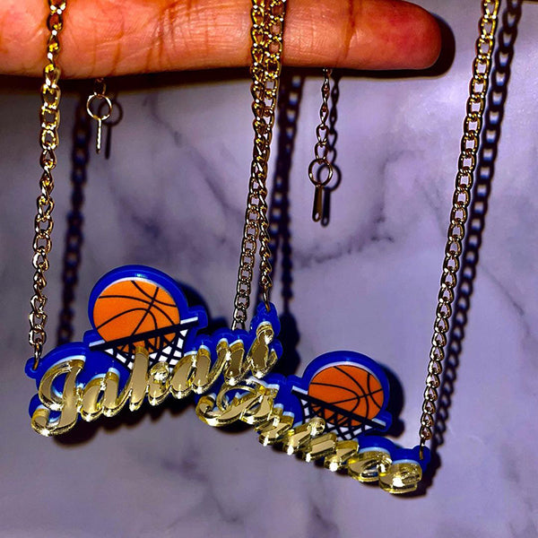 Basketball Necklace Personalized Acrylic Name Necklace for Children-silviax