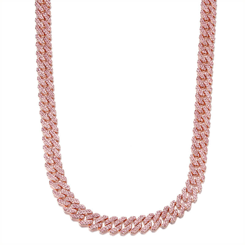 iced out rose gold cuban chain