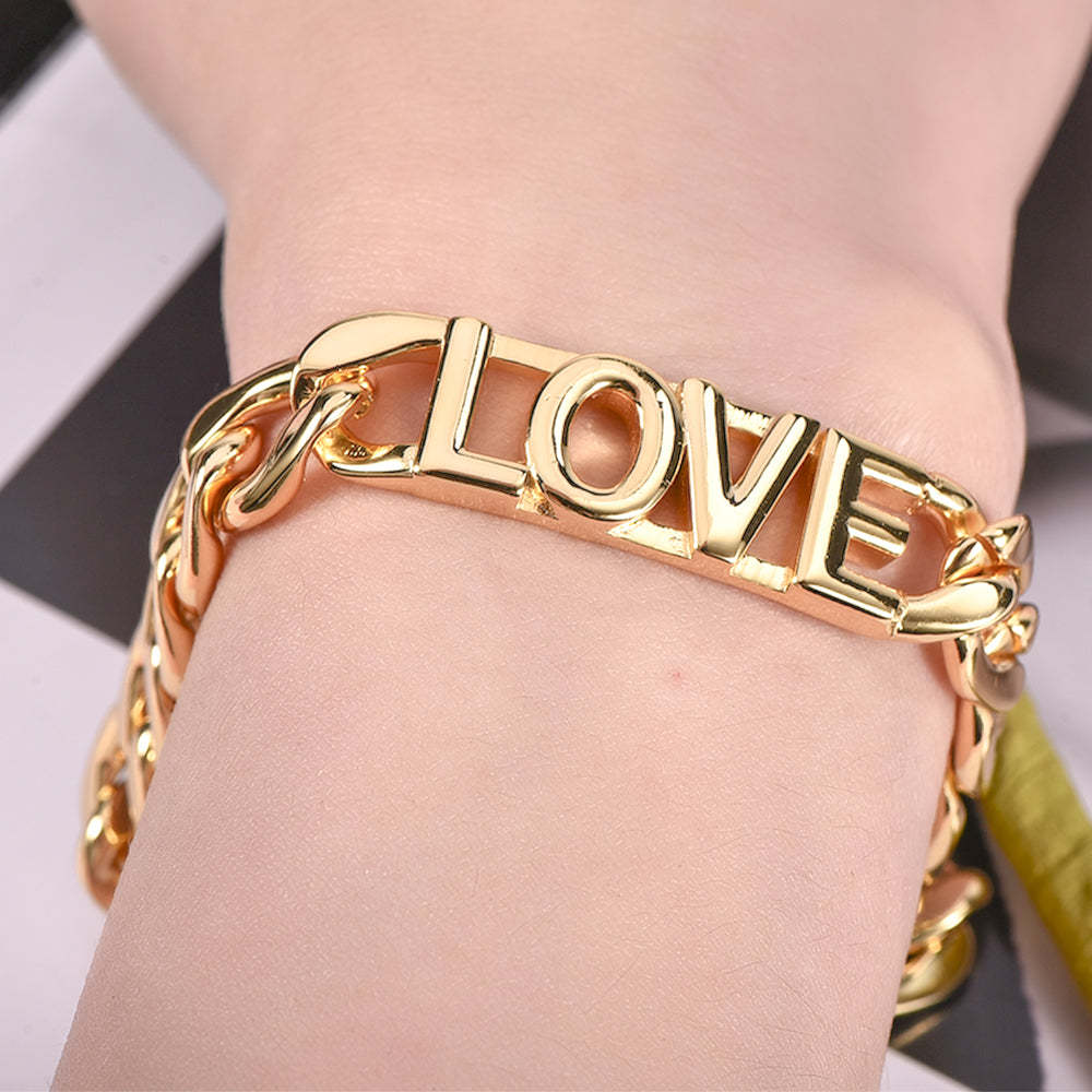 12mm Personalized Name Bracelet Cuban Link Chain Gold Plated Bracelet-silviax