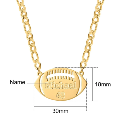 Gold Plated Sports American Football Pendant Personalized Name Necklace-silviax