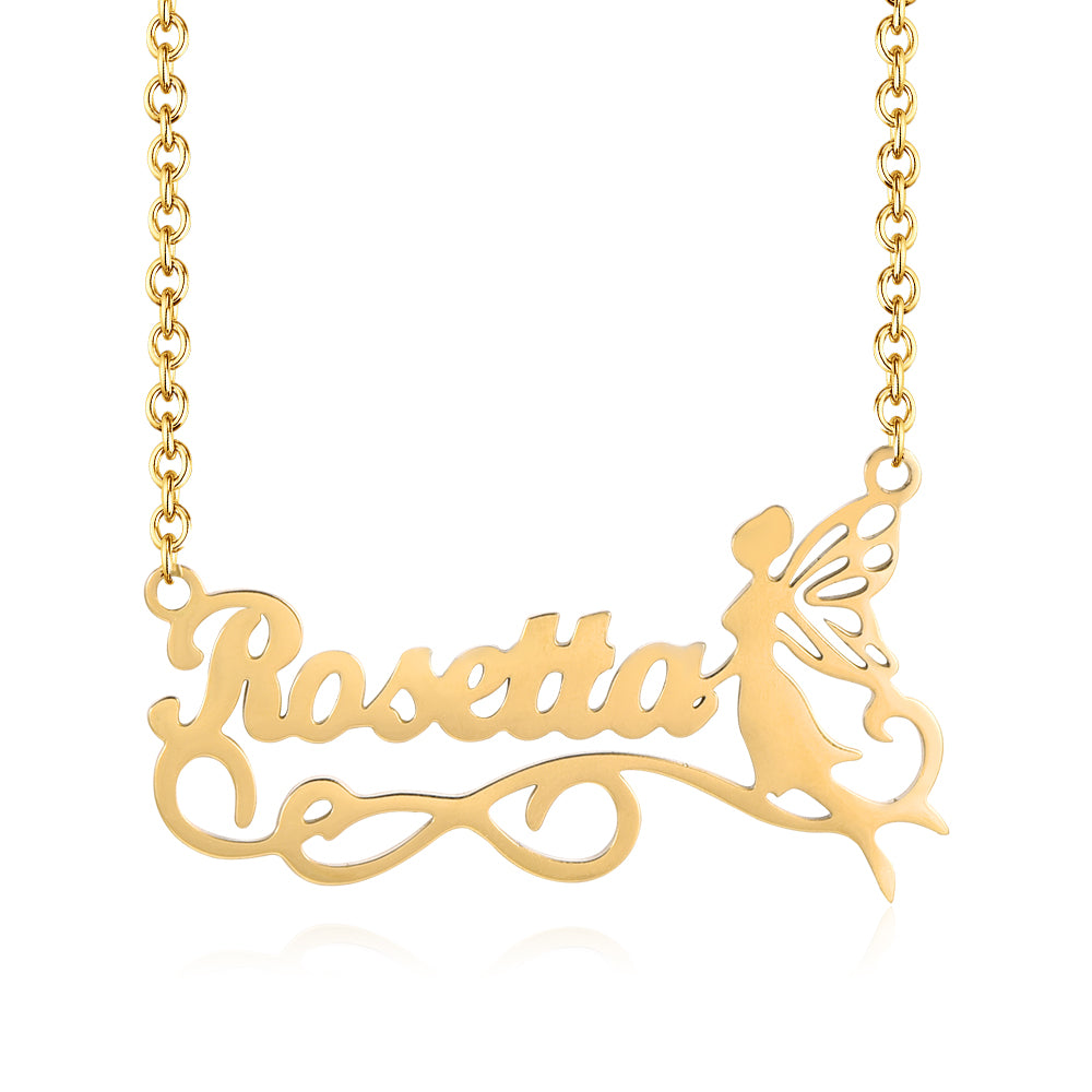 Fairy Angel Personalized Custom Gold Plated Name Necklace-silviax
