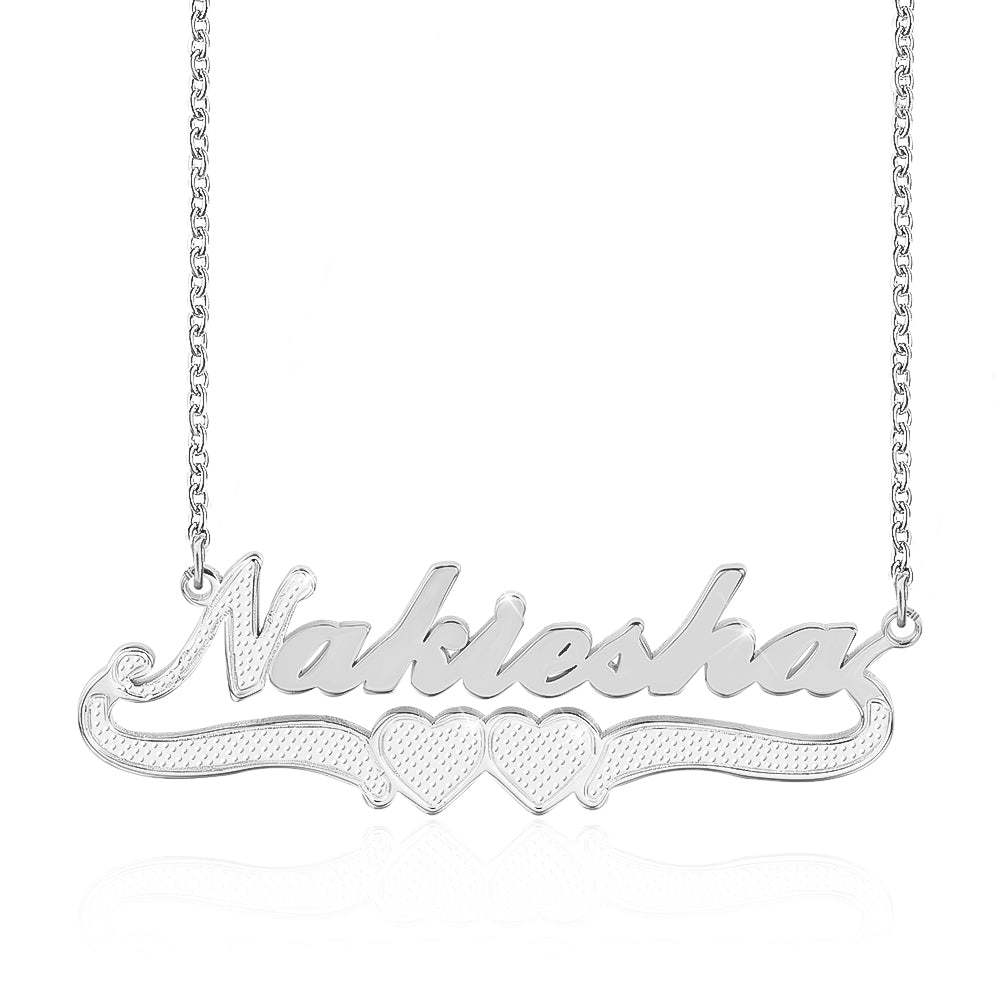 Two Tone Personalized Custom Two Heart Gold Plated Name Necklace-silviax
