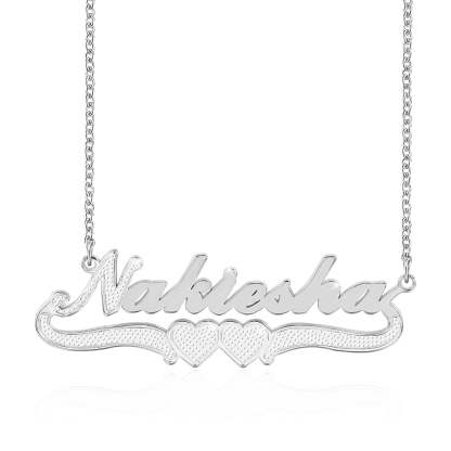 Two Tone Personalized Custom Two Heart Gold Plated Name Necklace-silviax