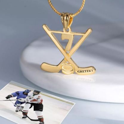 Sports Ice Hockey Sticks Laser Engraved Personalized Custom Number And Name Necklace-silviax