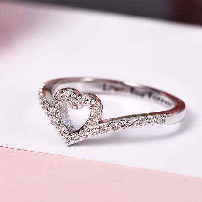 Wishbone Heart Ring Personalized Custom Engraved Ring For Love-silviax