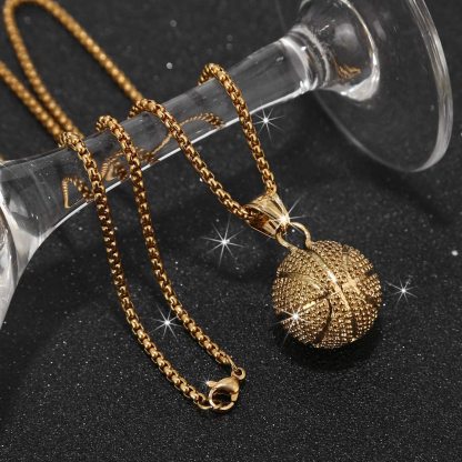 Basketball Pendant Sports Hip Hop Gold Plated  Necklace-silviax