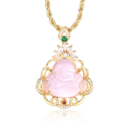 Luxury Crystal Lotus Buddha Pendant Necklace Gift For Mom-silviax