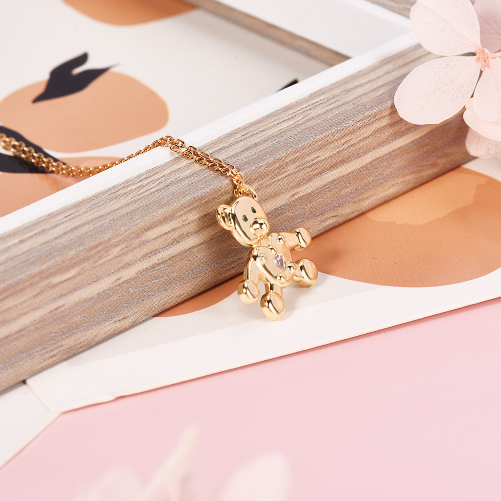 Gold Plated Cute Teddy Bear Necklace-silviax