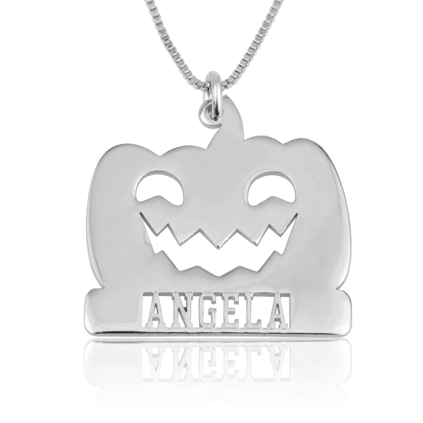 Halloween Box Chain Personalized Custom Pumpkin Nameplate Necklace-silviax
