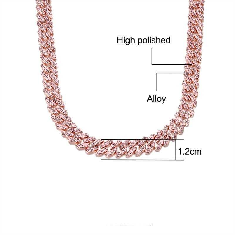 12mm Rose Gold Cuban Chain Necklace and Bracelet Set-silviax