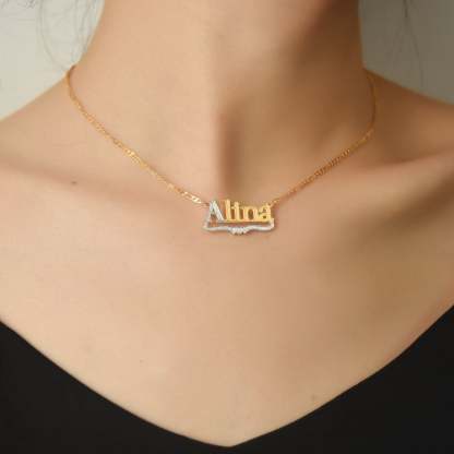 Gold Plated Personalized Two Tone with Heart Name Necklace-silviax