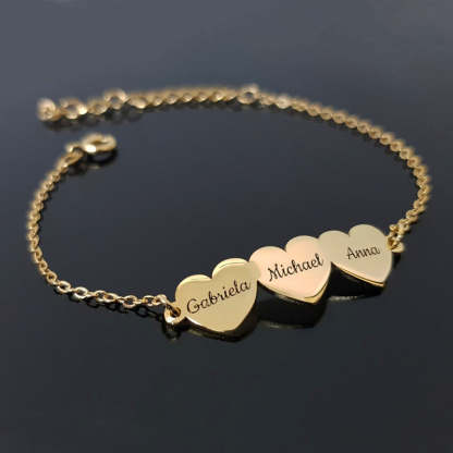 1 TO 4 Names Heart Shaped Personalized Custom Gold Plated Engraved Bracelet-silviax