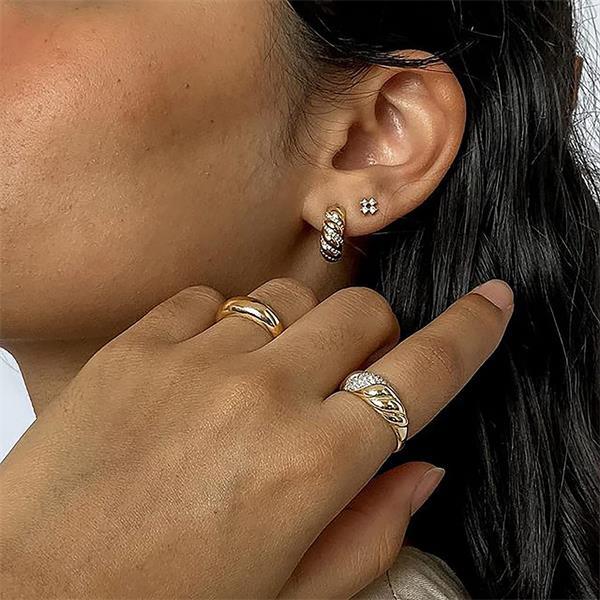 Personalized Engraved Croissant Braided Twisted Signet Chunky Dome Ring-silviax