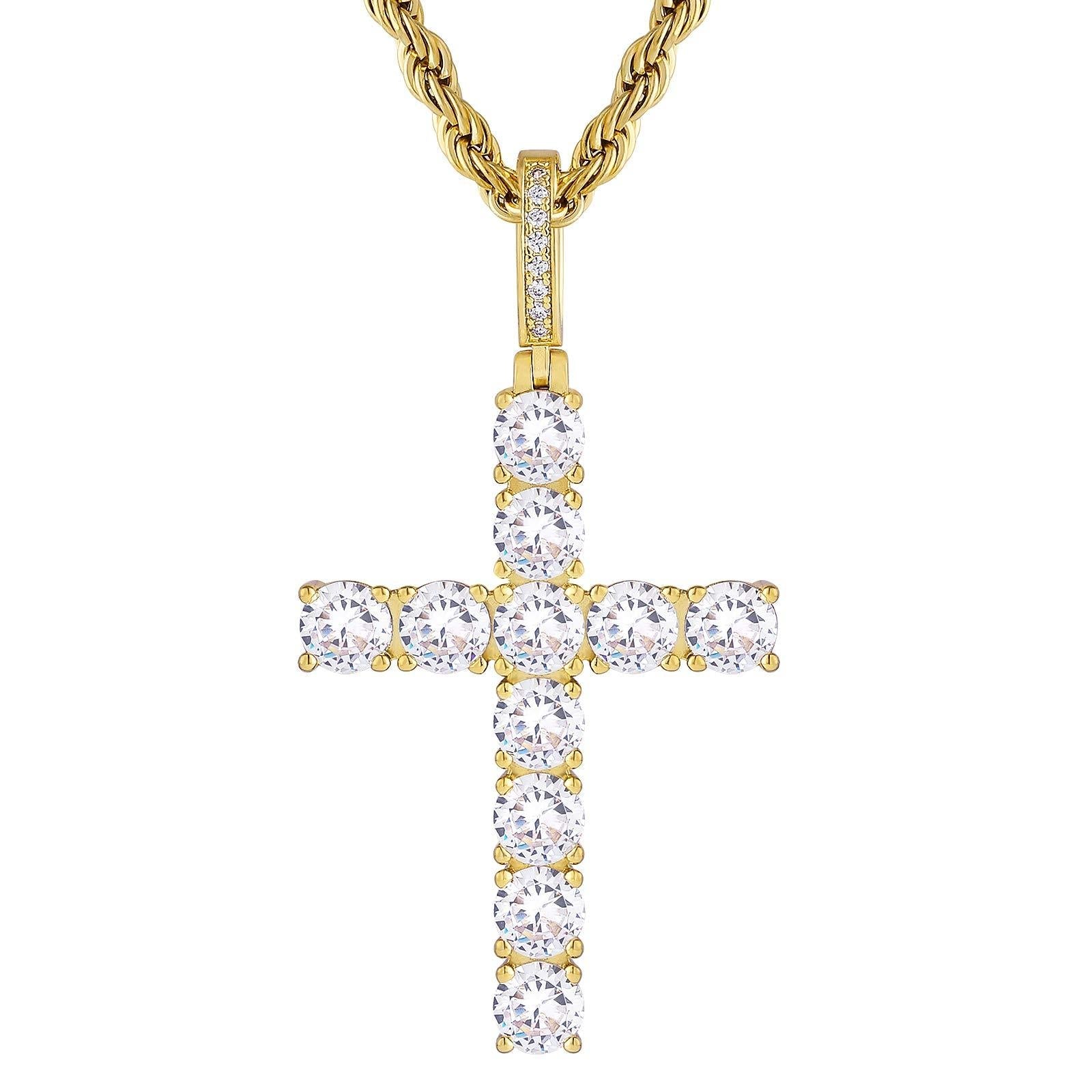 Cross Pendant Hip Hop Jewelry Street-wear Urban Style for Men & Women Gold Plated-silviax